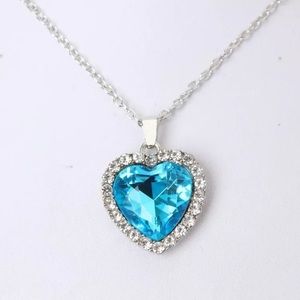 NEW Silver Titanic Blue stone Necklace
